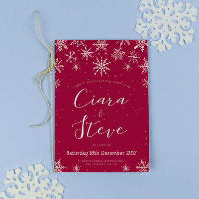 Order of Service - Eve - Watercolour Christmas Winter Wedding