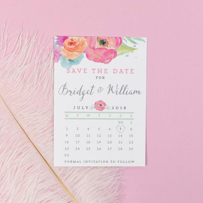 Save the Date - Bridget Watercolour Wedding Flowers