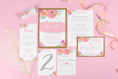 Save the Date - Bridget Watercolour Wedding Flowers