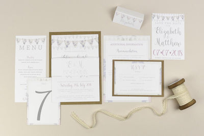 Save the Date - Violet Vintage Bunting