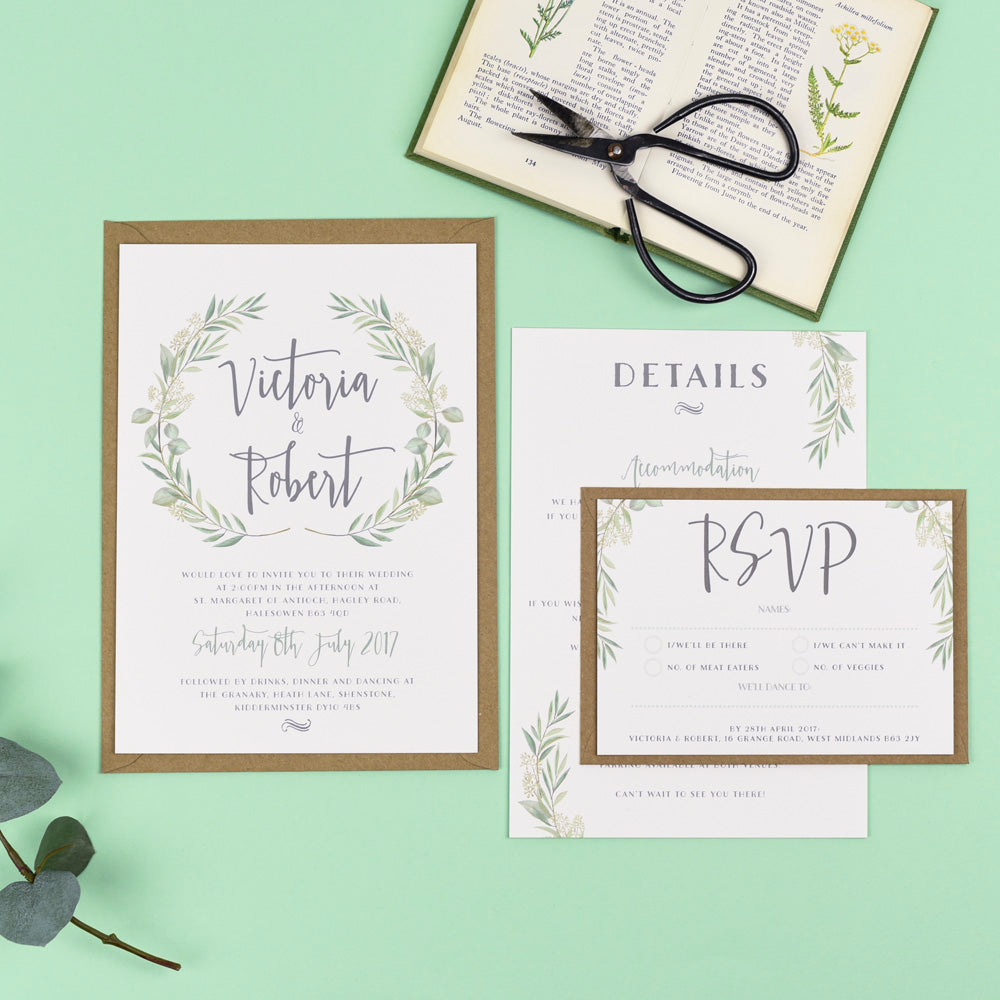 Aisling Eucalyptus Leaves Wedding Invitations