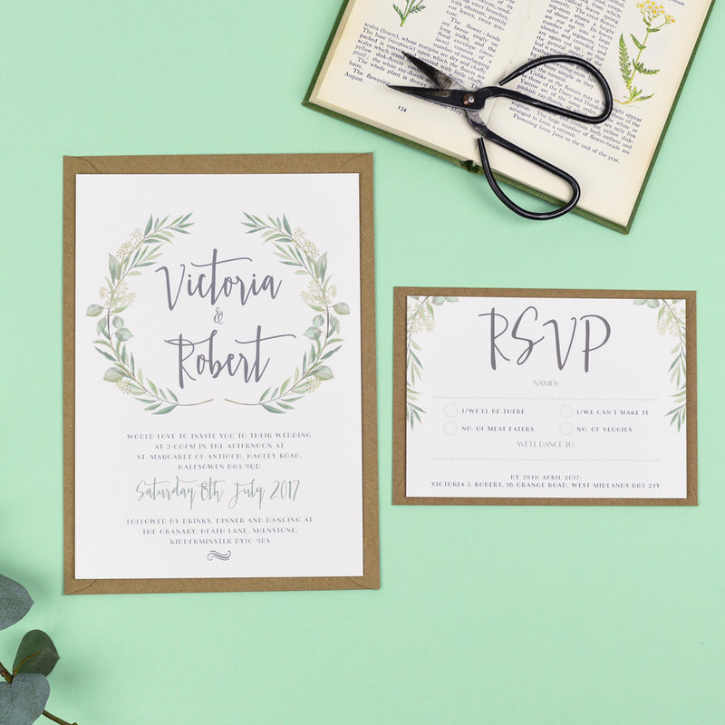 Aisling Eucalyptus Leaves Wedding Invitations