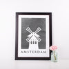 Travel Poster - AMSTERDAM - Watercolour Windmill Print