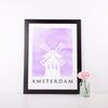 Travel Poster - AMSTERDAM - Watercolour Windmill Print