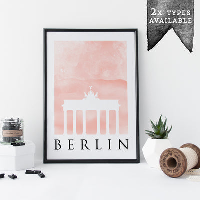Travel Poster - BERLIN - Watercolour Spire and Gate Print