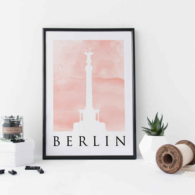 Travel Poster - BERLIN - Watercolour Spire and Gate Print 