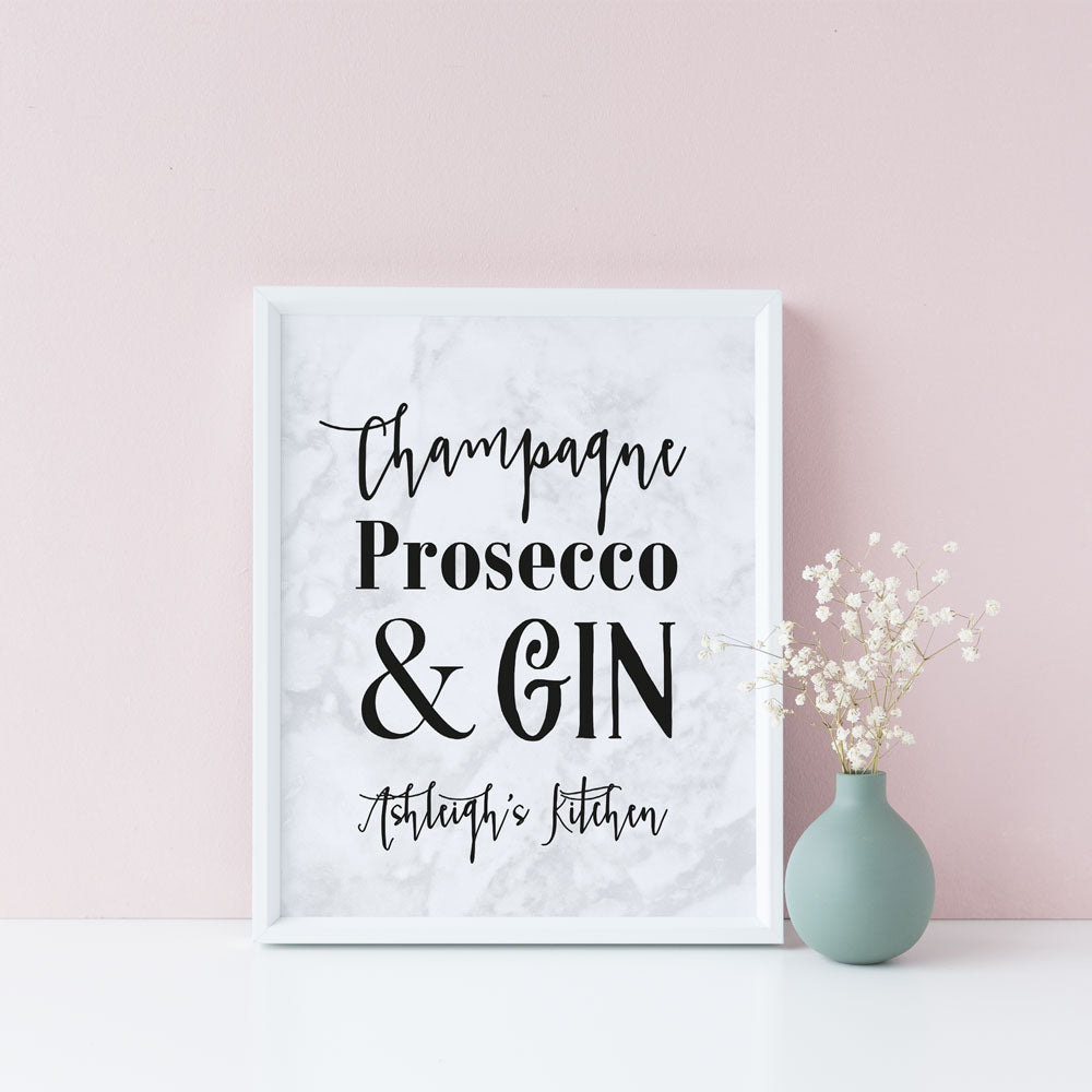 Champagne Prosecco & Gin Oh My! Plain or Personalised Print 
