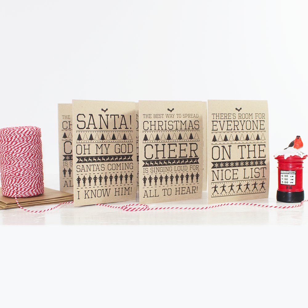 Christmas Cards A6 - Christmas Jumper Elf Cards - Rustic Kraft Christmas Cards - Multi-pack Christmas Cards! 