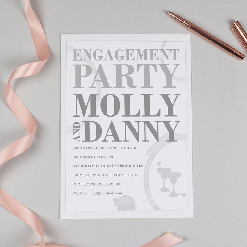Engagement Invitations - Modern Drink Stains 