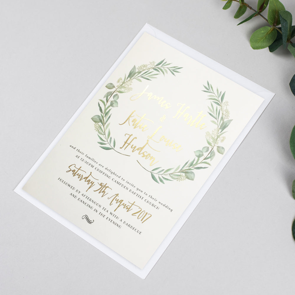 Foil Aisling Eucalyptus Botanical Wedding Invitations