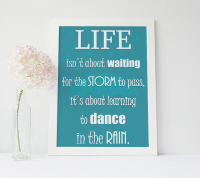 Inspirational Poster - "Life isn't about...learning to dance in the rain”