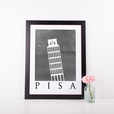 Travel Poster - PISA - Watercolour Leaning Tower Print