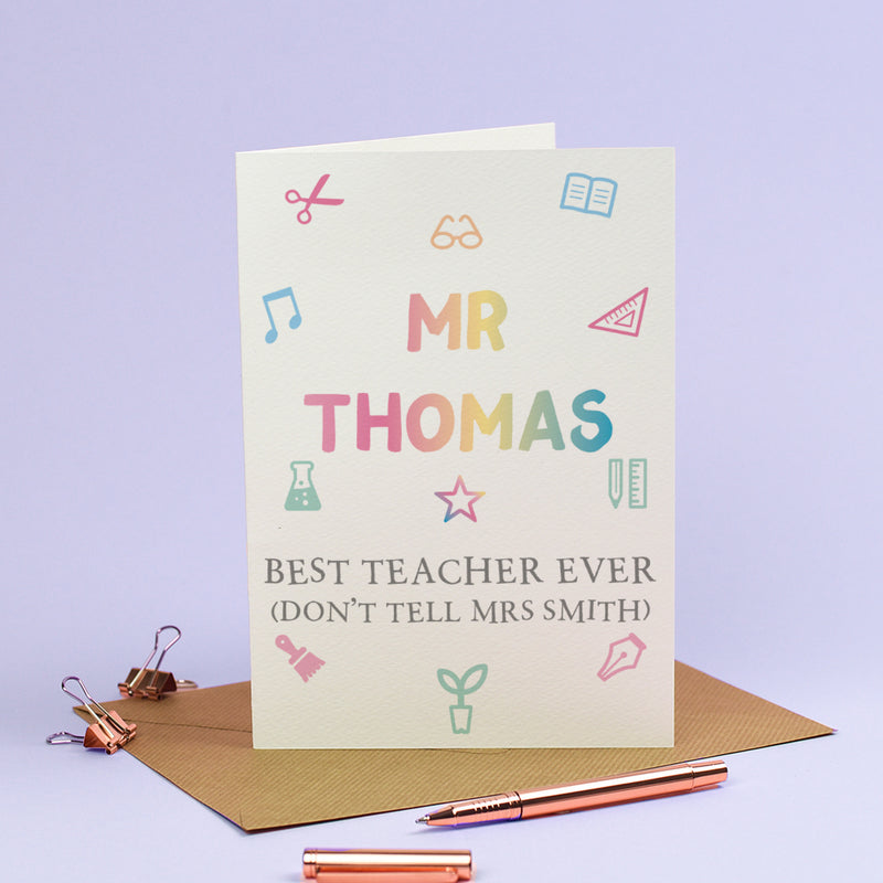 Personalised Thank you Teacher Card - Best Teacher Ever (Don't tell the Head) 