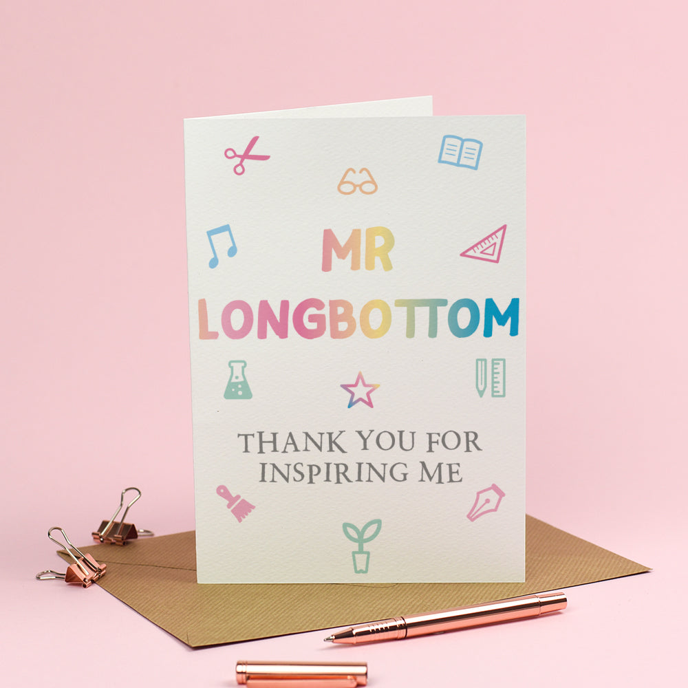 Personalised Thank you Teacher Card - Thanks for inspiring me! 