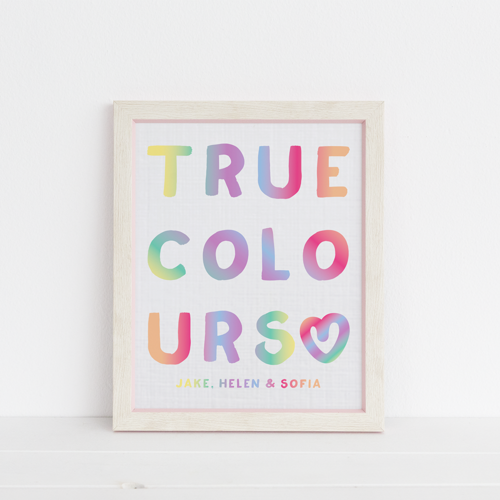 True Colours Rainbow Plain or Personalised Family Print 