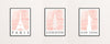 Bundle Collection of 3 Travel Posters Watercolour Blush Prints