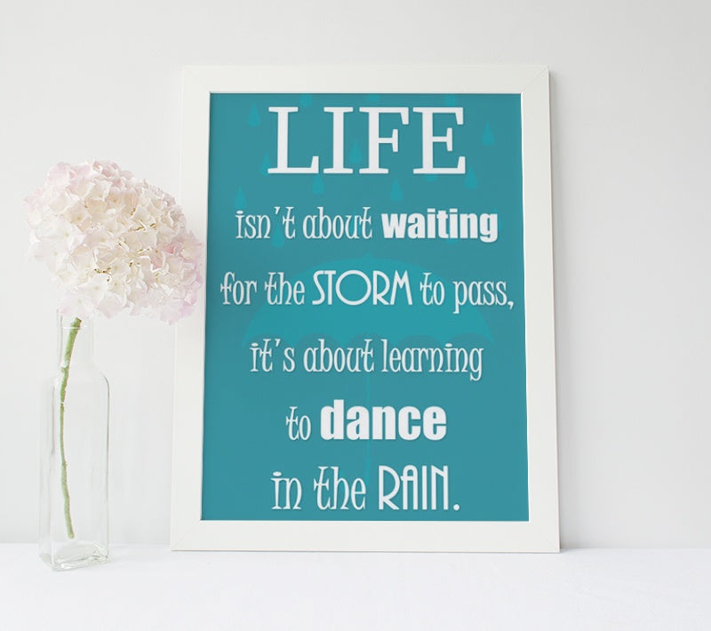 Inspirational Poster - "Life isn't about...learning to dance in the rain” 
