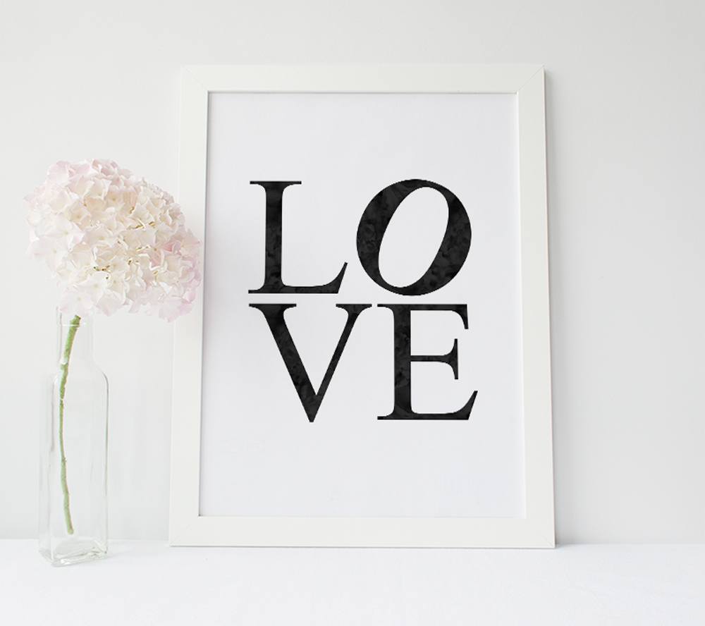 Inspirational Poster - LOVE Poster // LOVE Print - Watercolour Type Quote Poster 