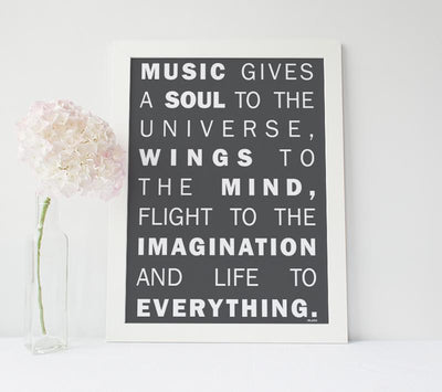 Inspirational Quote Poster - “Music gives a soul to the universe" - Plato