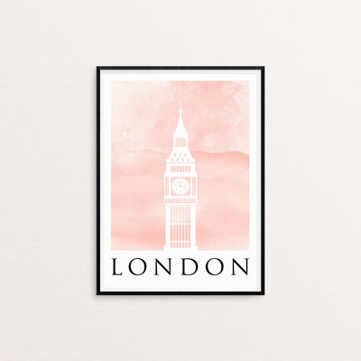 Travel Poster - LONDON - Watercolour Big Ben Print