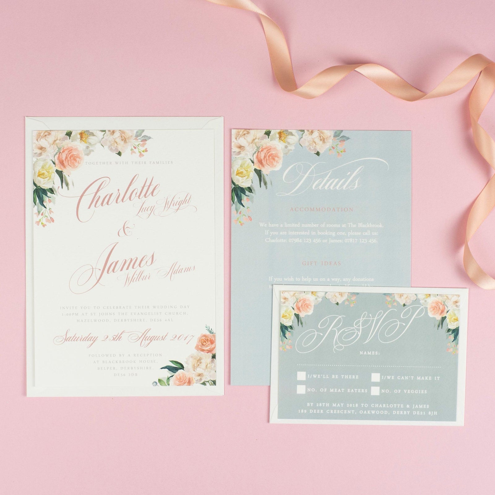 Charlotte Pretty Floral Wedding Invitations 
