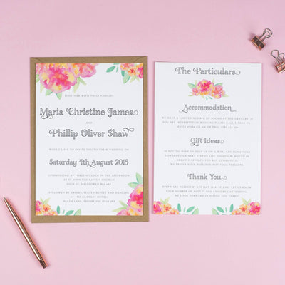 Christine Watercolour Flowers Wedding Invitations