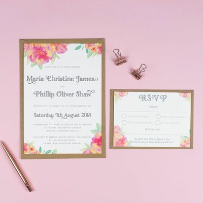 Christine Watercolour Flowers Wedding Invitations