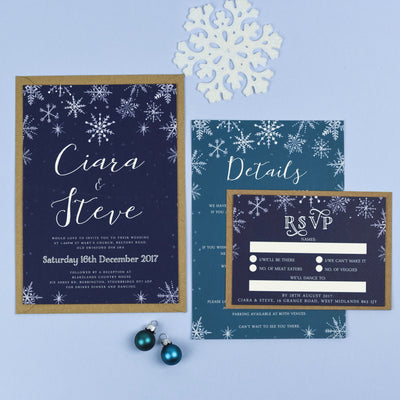 Eve Christmas Snowflake Winter Wedding Invitations