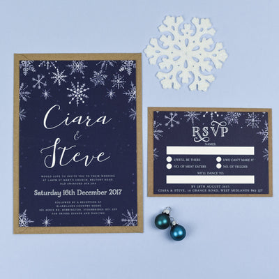 Eve Christmas Snowflake Winter Wedding Invitations