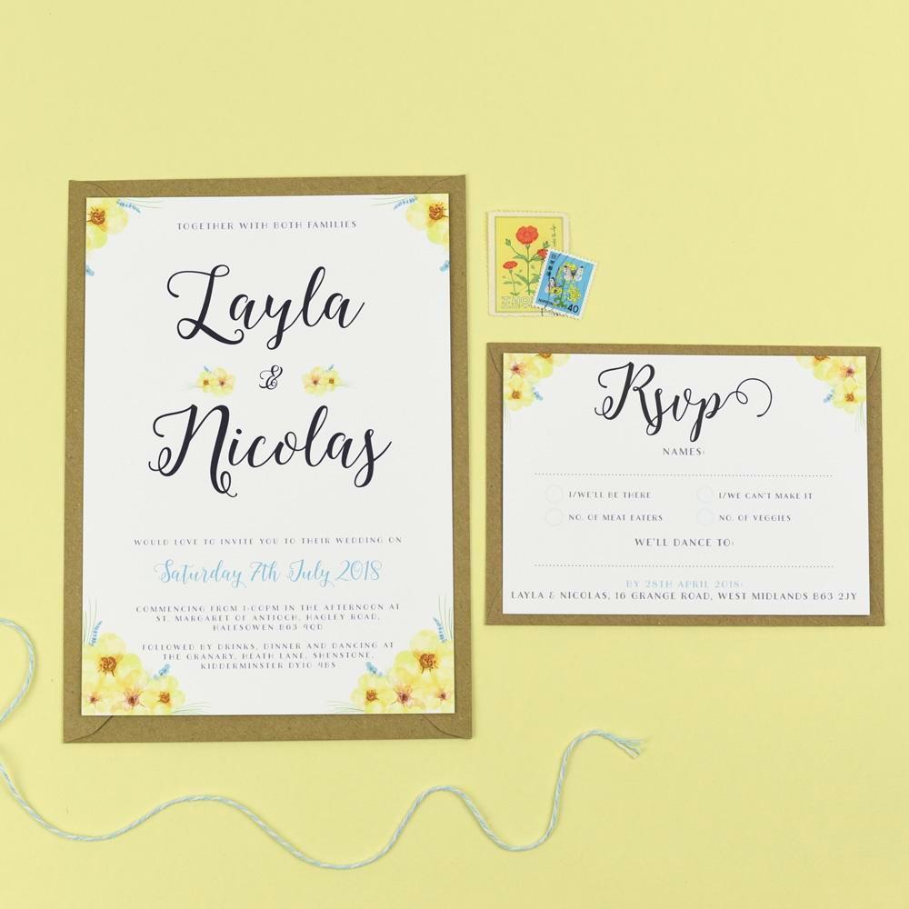 Layla Spring Florals Wedding Invitations 