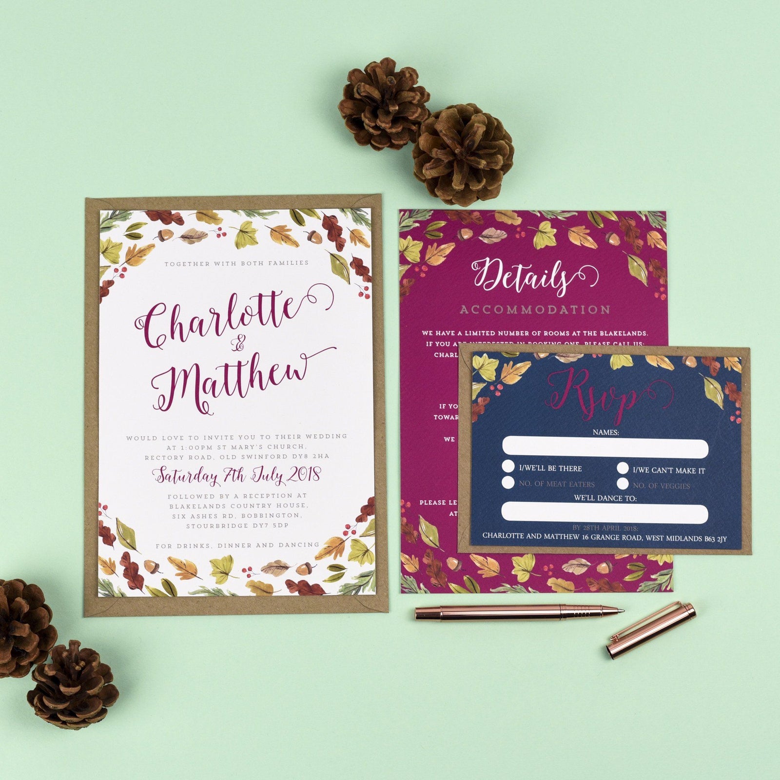 Octavia Autumnal Wedding Invitations 