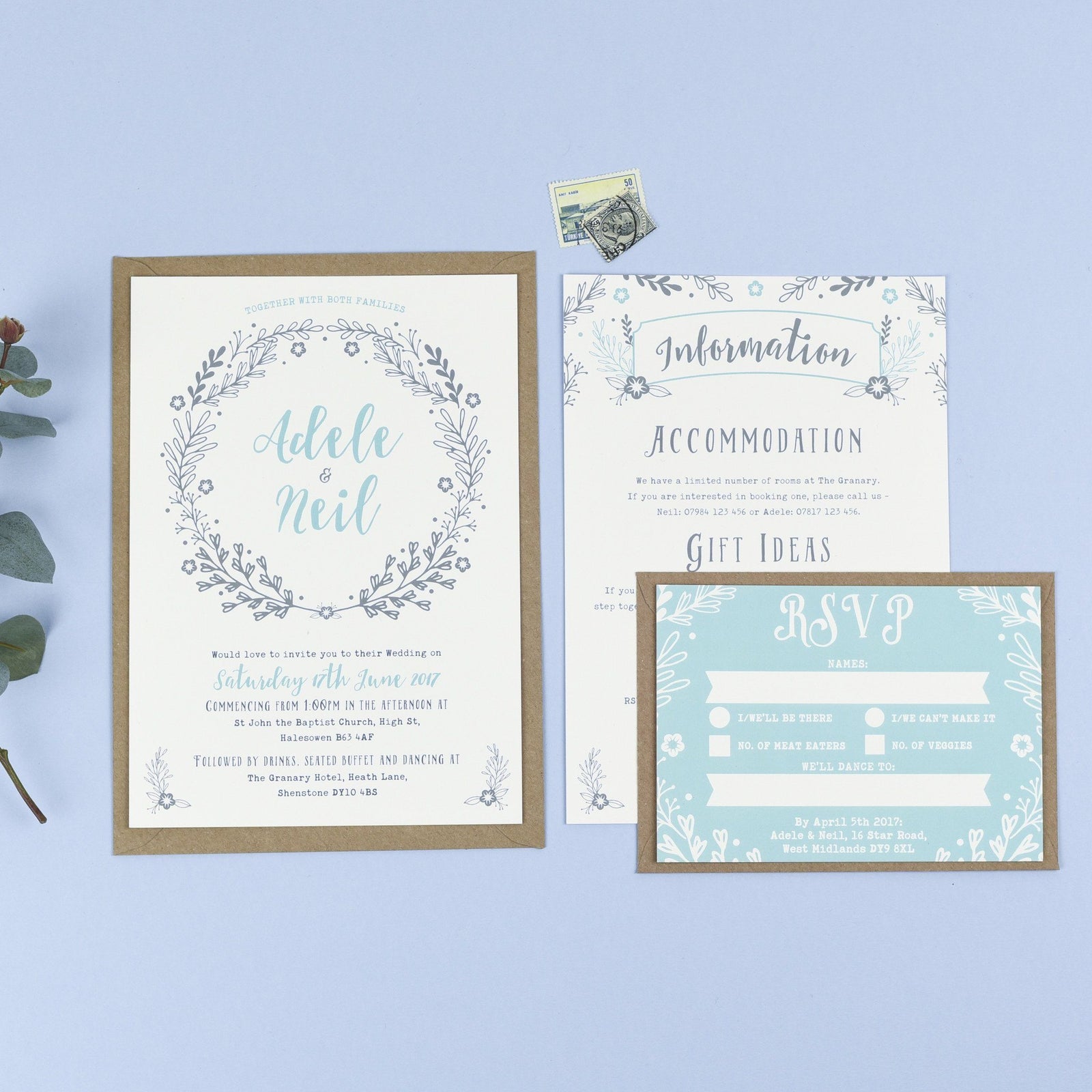 Willow Rustic Wreath Wedding Invitations 