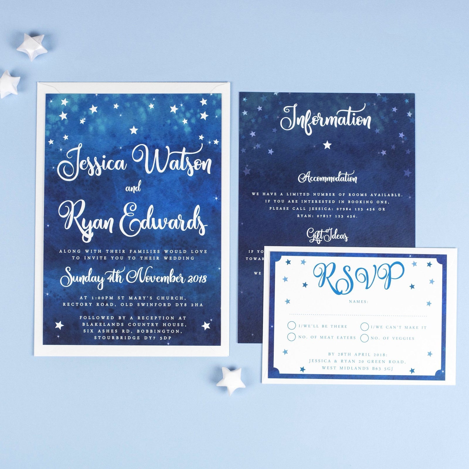 Yvaine Starry Night Sky Celestial Wedding Invitations 