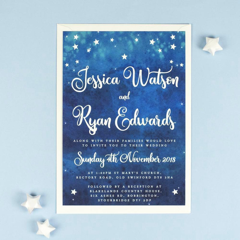 Yvaine Starry Night Sky Celestial Wedding Invitations 