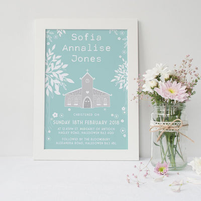 Christening Day Print - Children's Keepsake Art - 4x Colours