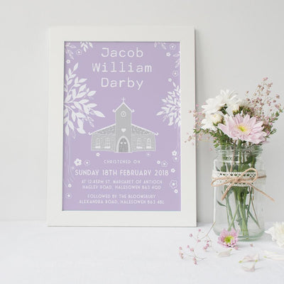 Christening Day Print - Children's Keepsake Art - 4x Colours