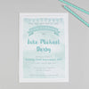 Personalised Clouds and Bunting Christening or Baptism Invitation - Green