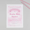 Personalised Clouds and Bunting Christening or Baptism Invitation - Pink