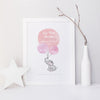 Welcome to the World - Elephant - Pink Watercolour Print