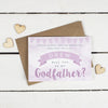 Personalised Will you be my Godfather or Godmother Card? Purple Clouds & Bunting!