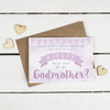 Personalised Will you be my Godfather or Godmother Card? Purple Clouds & Bunting!