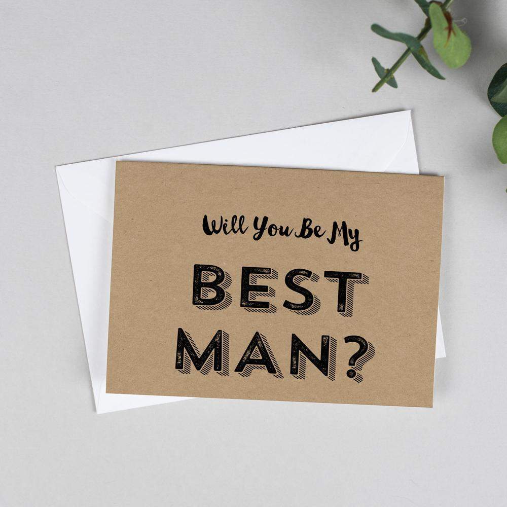 Will you be my Best Man? Retro Kraft Card 
