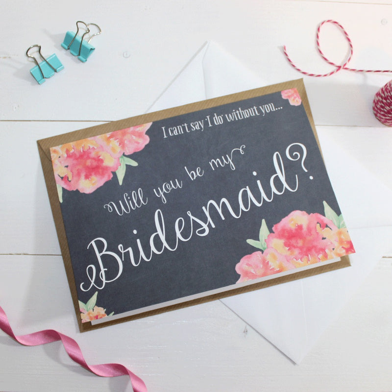 Will you be my Bridesmaid? Card 'Christine' Chalkboard 