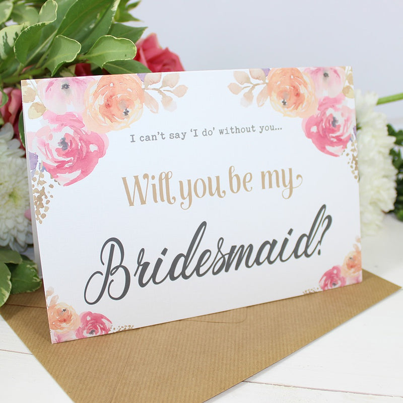 Will you be my Bridesmaid? Card Watercolour Flowers 'Viola' 