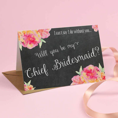 Will you be my Chief Bridesmaid? Card 'Christine' Chalkboard