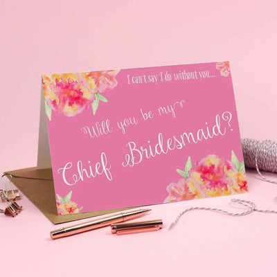 Will you be my Chief Bridesmaid? Card 'Christine' Pink