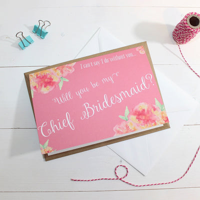 Will you be my Chief Bridesmaid? Card 'Christine' Pink