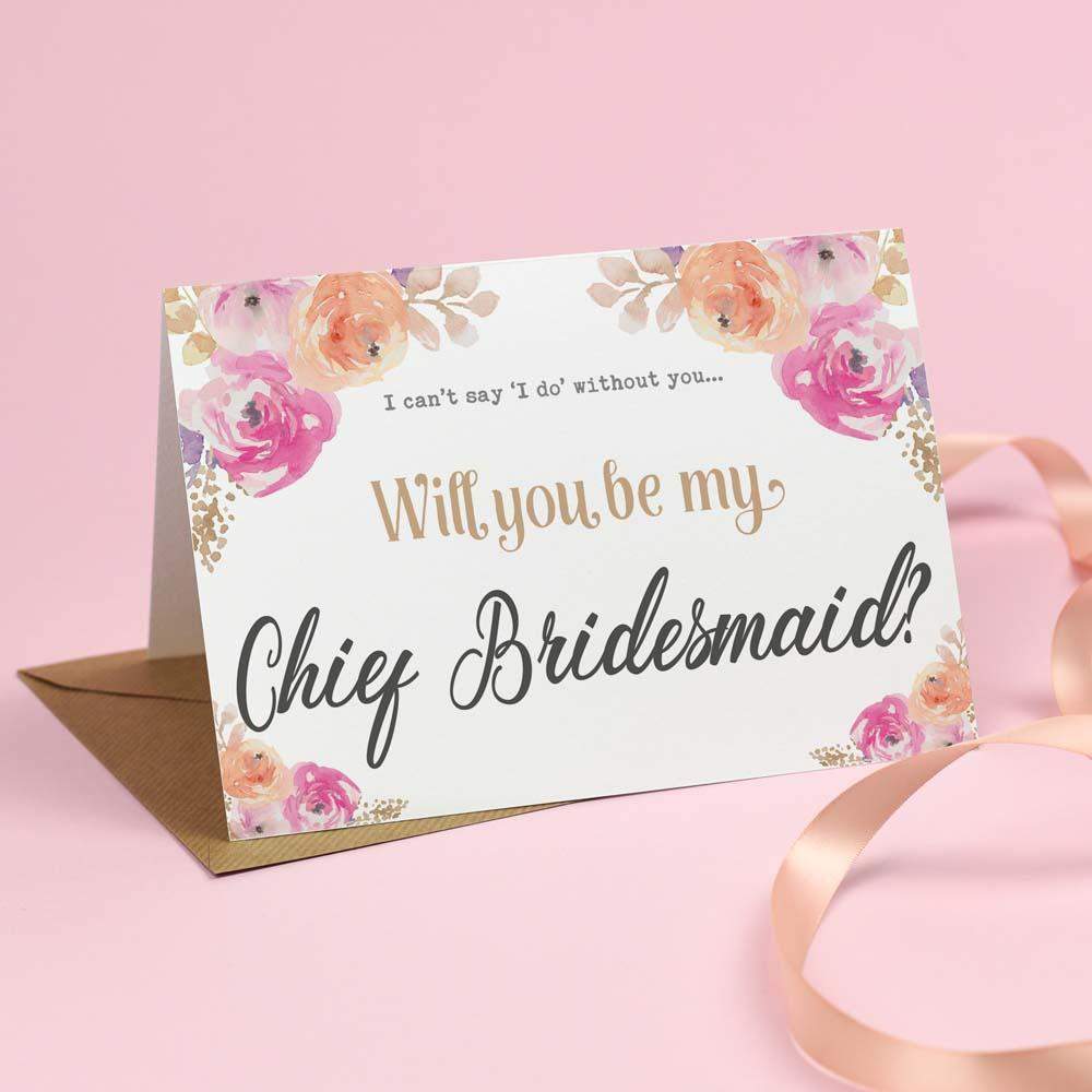 Will you be my Chief Bridesmaid? Card Watercolour Flowers 'Viola' 