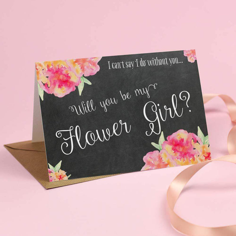 Will you be my Flower Girl? Card 'Christine' Chalkboard 