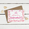 Will you be my Godfather or Godmother Card? Pink Stars